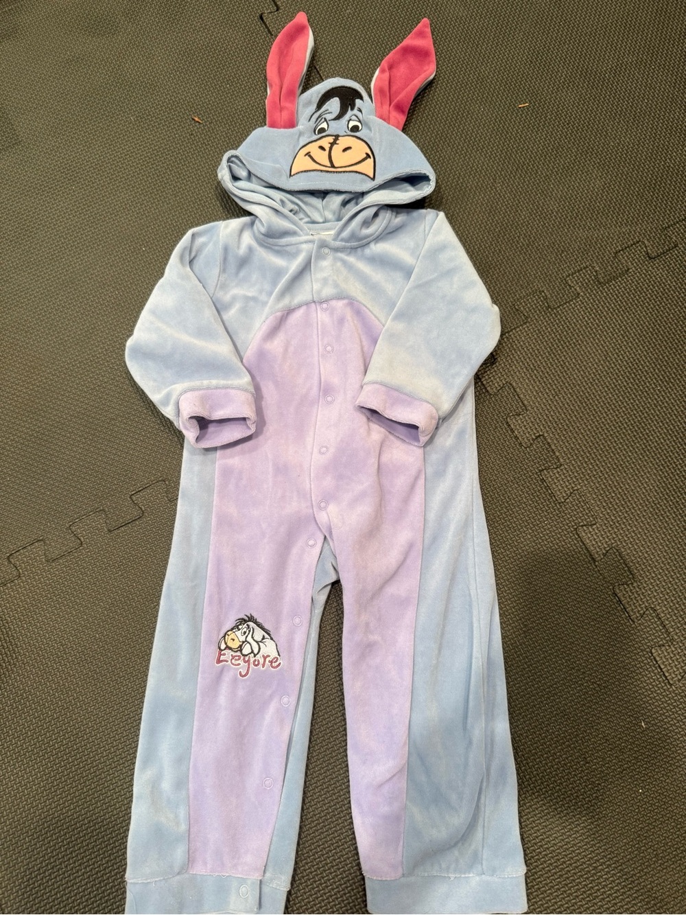 Disney Eeyore Plush Hooded One-Piece in Light Blue and Lavender